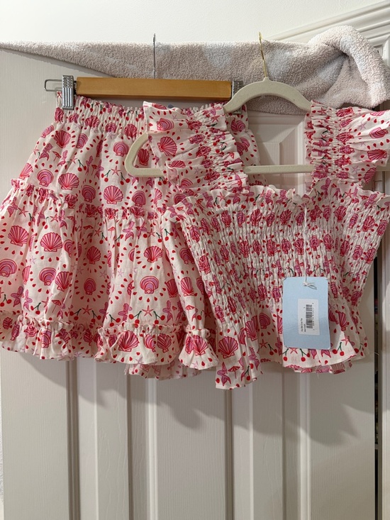Hill House Dresses & Skirts - Hill House Pink Seashell Smocked Crop Top & Ruffled Skirt Set